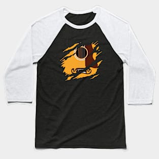 Ripped Acoustic Guitar Natural Color Baseball T-Shirt